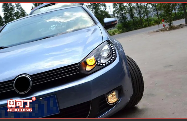 AKD автомобильный Стайлинг для VW Golf 6 фары 2012 Volkswagen Golf светодиодный фары DRL Биксеноновые линзы дальнего ближнего света парковочные противотуманные фары