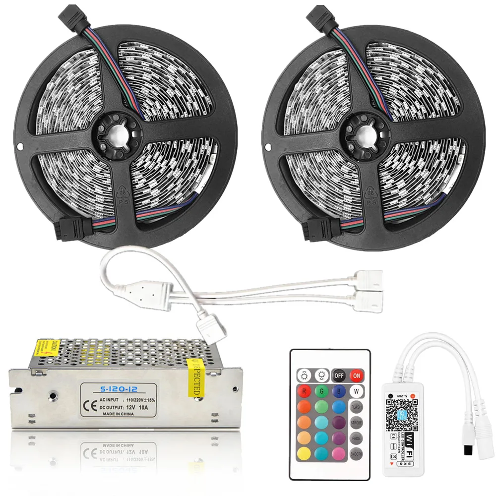 5 м, 10 м, 15 м, Wi-Fi, управление смартфоном, светодиодный, беспроводной, Светодиодная лента, работает с Alexa Google Home, Android IOS, система 12 В, 300 светодиодный, s, RGB лента