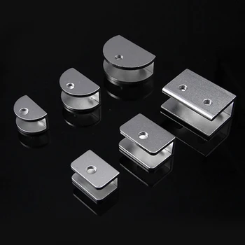 

10PCS Sanding Aluminum Wall Mount Glass Clamp Shelf Clip Arch/Square Design With Screws
