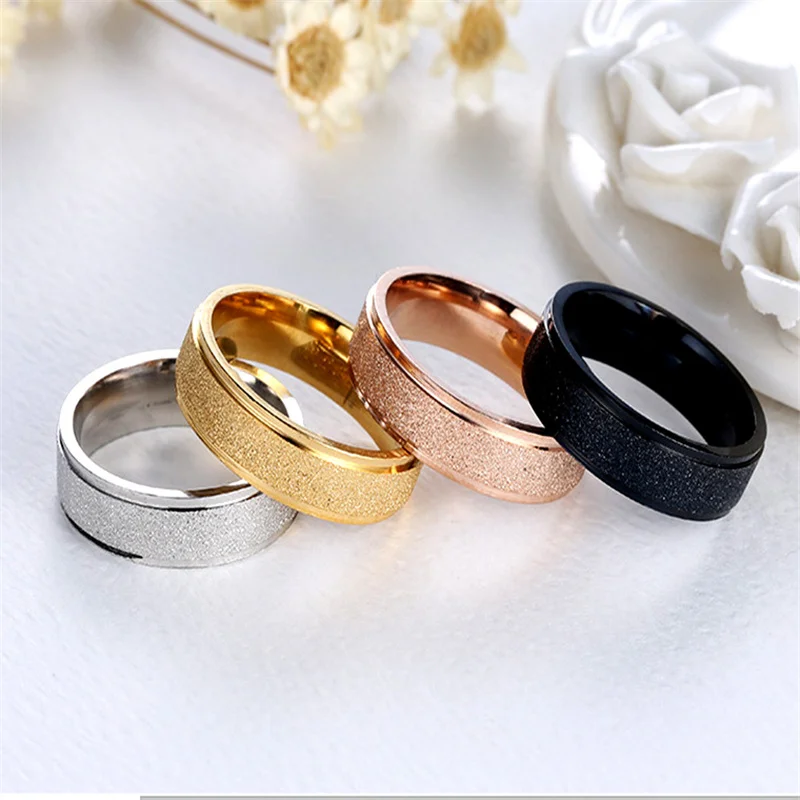 Ajojewel Size 5.5-12.5 Classic Stainless Steel Wedding Rings For Men Gold Black Silver High Quality Metal Rings