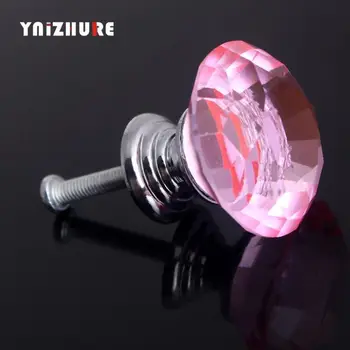 

2017 New Colorful Crystal Glass 10pcs 30mm Diamond Door Pull Drawer Cabinet Furniture Handle Knob Screw Hot Worldwide SJ-1001