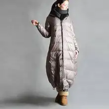 Женское плотное пуховое пальто свободного стиля, зимнее пальто с большим капюшоном, пуховое пальто в стиле летучей мыши