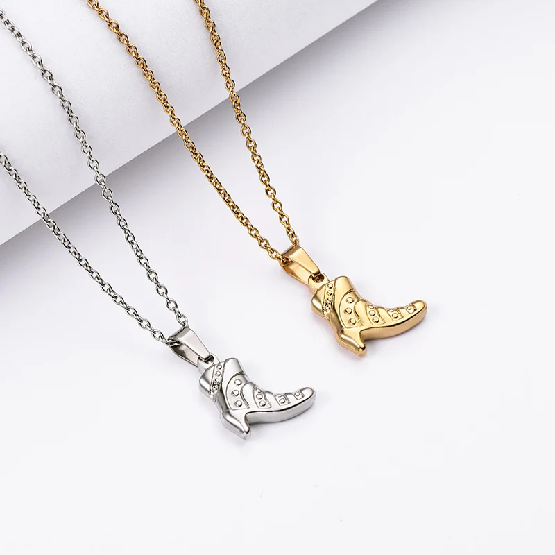 

ZFVB Gold color High Heels Necklaces for Women Stainless Steel Chokers Trendy Shoes Pendants Necklace Statement Jewelry Bijoux