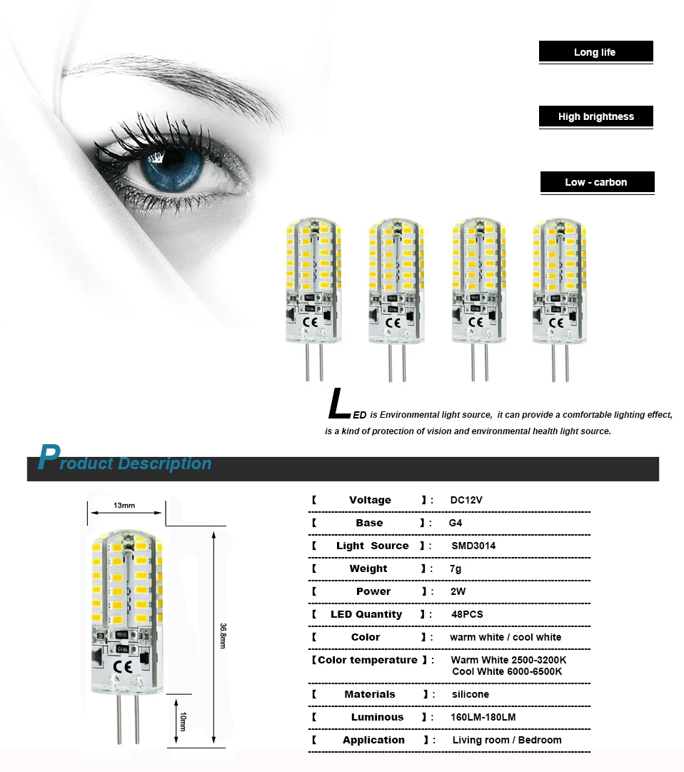 В продаже 10 предметов/Лот, размер с G4 светодиодный светильник 12V 48 Светодиодный S Силиконовые кукурузы светодиодный лампы хрустальная люстра 3014SMD Точечный светильник белый/теплый белый светильник