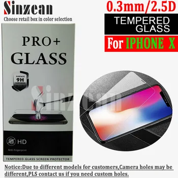 

Sinzean 100pcs For iphone X/XS Tempered Glass screen protector with new paper package by DHL 0.3mm 2.5D 9H
