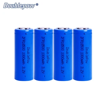 

4pcs/Lot FREE SHIPPING Hot Sale Doublepow DP-18500 1000mA 3.2V LiFePO4 rechargeable battery 18500 HIGH CAPACITY FOR FLASHLIGHT