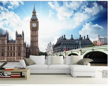 

beibehang papel de parede Custom wall sticker UK clock tower architecture landscape photo wallpaper TV background wallpaper 3d