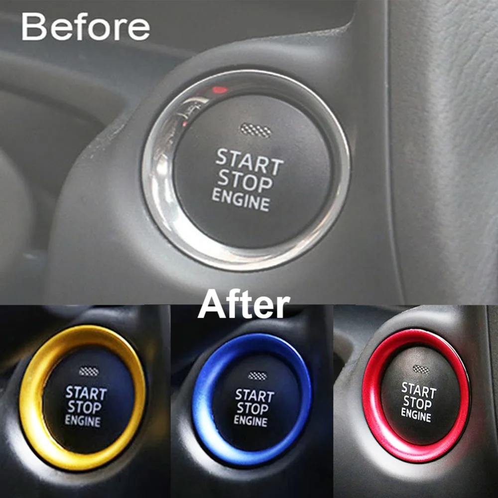 

Car Interior Accessory styling Aluminum Alloy Engine Start Stop Ring Trim Ignition Key Ring for Mazda 3 Axela 2014-2017