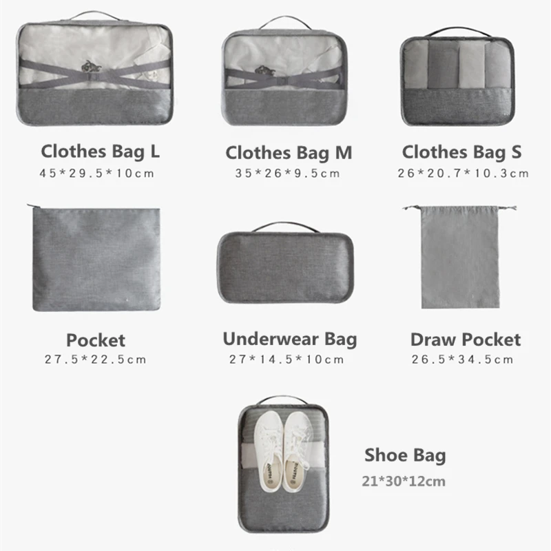 Ruputin 7 шт./компл. высокое качество Путешествия сетки в мешке Чемодан Органайзер Упаковка Куб Для женщин Для мужчин Дорожная сумка для хранения вещей