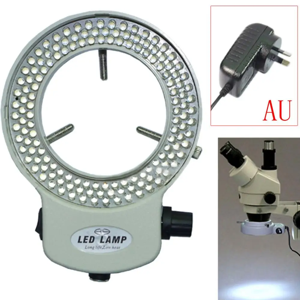 Регулируемый 144 светодио дный прочное кольцо свет лампы подсветки для промышленности стерео микроскоп Камера Лупа AC 100~ 240 В - Цвет: white color AU plug