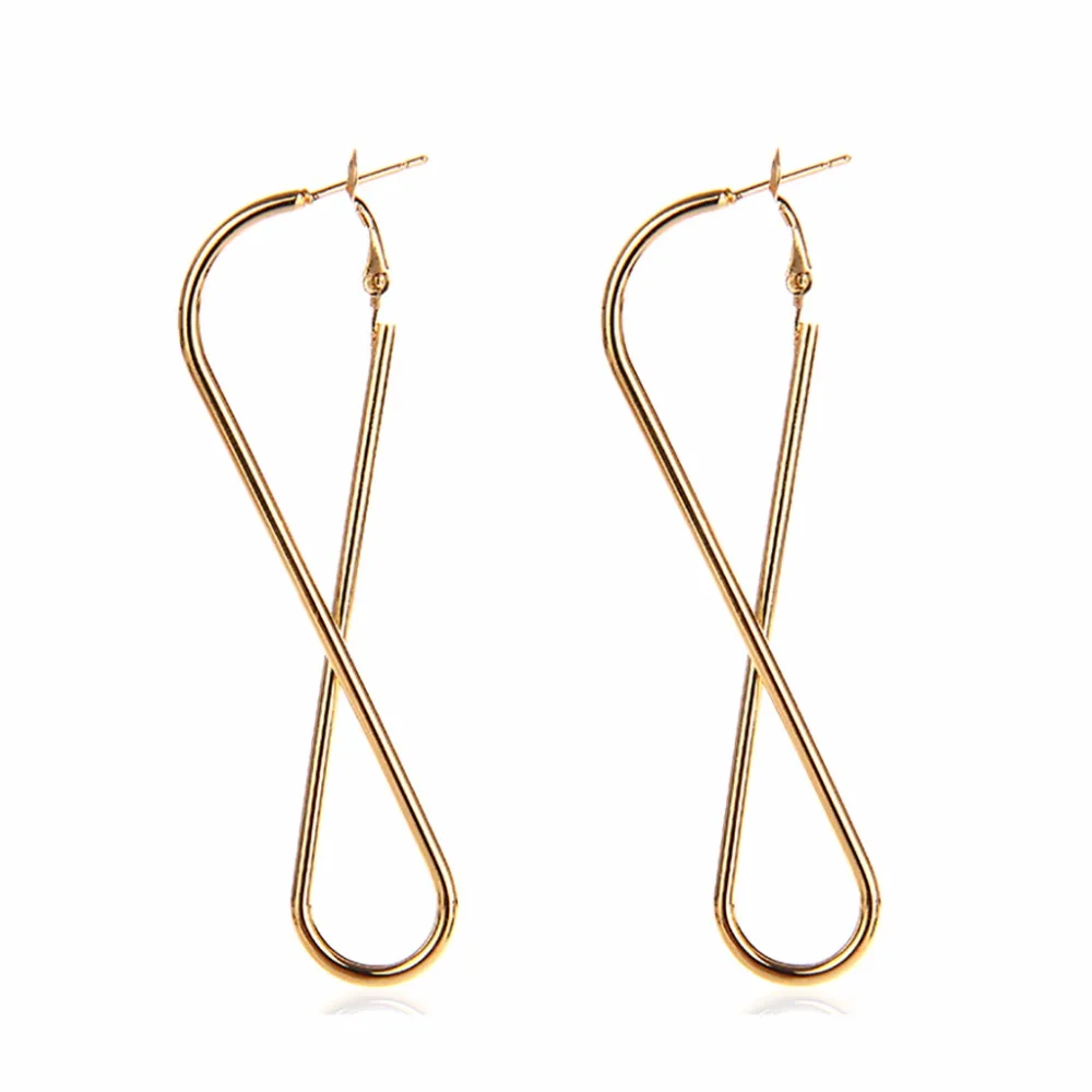 

2018 New High Quality Metal Simple Spiral Earrings Fashion Wave Curve Design Ladies Gold Long Earrings Jewelry Wholesale EA0360