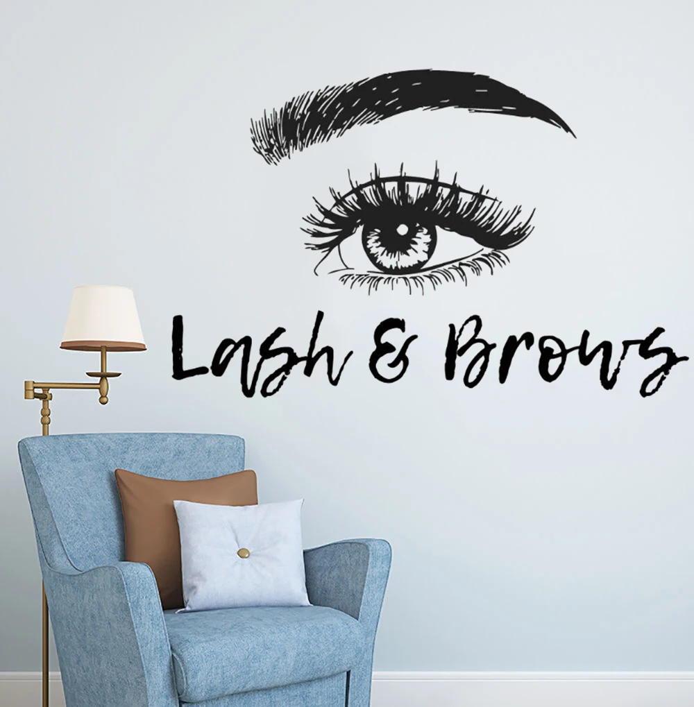 Eyelashes Extensions Wall Sticker Lash And Brows Vinyl Wall Decal