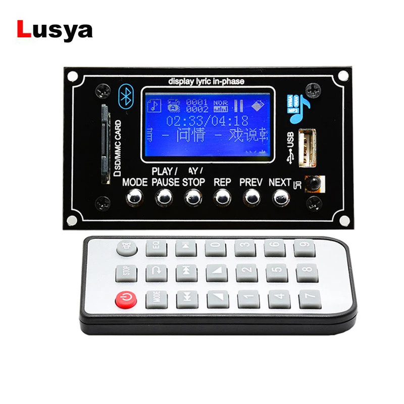 

Bluetooth Decoder APE Player Lossless Decoder For Car MP3 Player LCD Display FM FLAC WAV WMA Audio Decoder Board+Remote Control