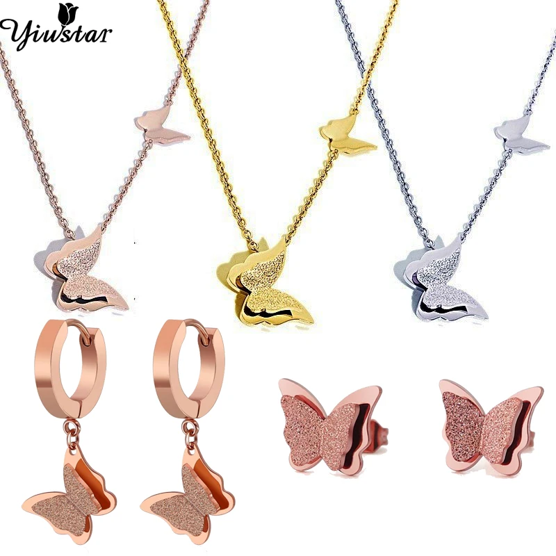 Download Yiustar 3 Color Mum Baby Double Butterfly Necklace Girls ...