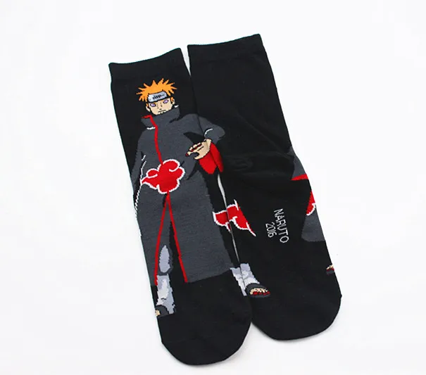 Мужские носки в стиле аниме для Хэллоуина; фирменные персонализированные хлопковые носки с героями мультфильмов Uzumaki Naruto; женские, женские, мужские носки для девочек; свободный размер - Цвет: Черный
