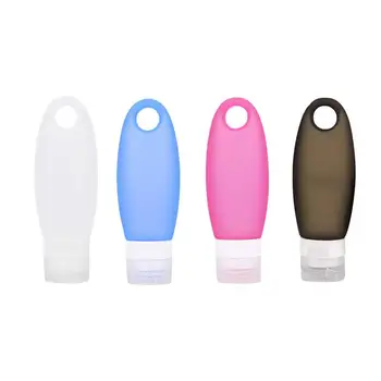 

4pcs Leak-proof Travel Bottles Set Silicone Porable Bottle Container for Shampoo Toiletries Lotion (Blue + White + Grey + Pink)