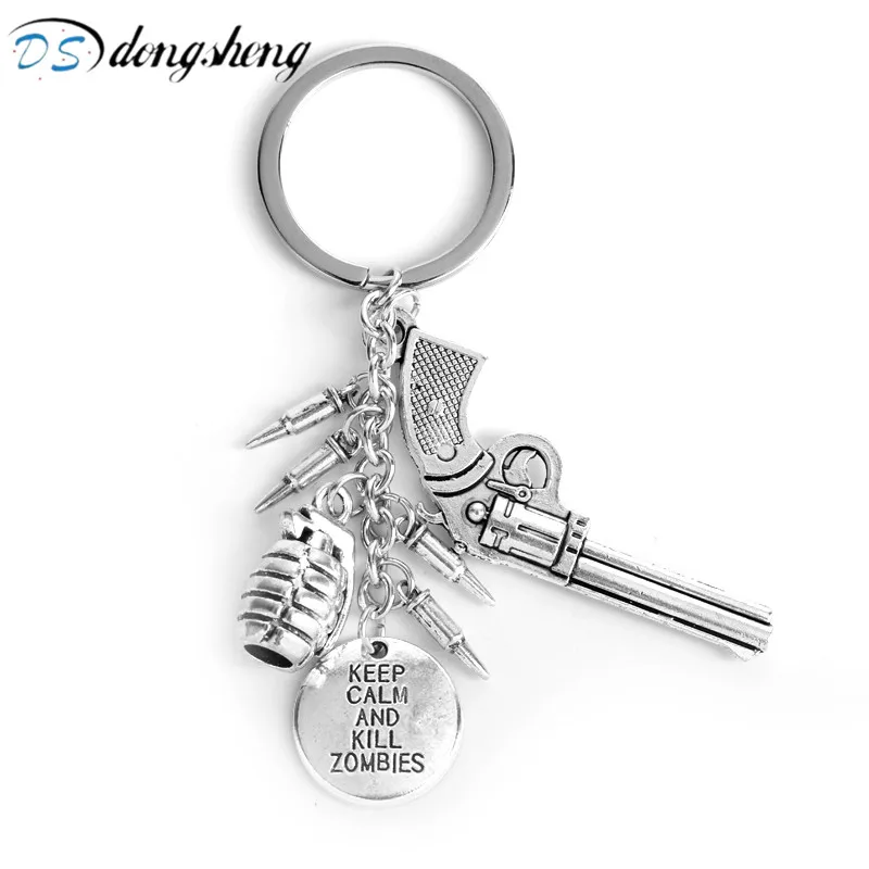 

dongsheng The Walking Dead Keychain Keep Calm And Kill Zombies Pendant Keyring Holder Gun Pistol Bullet Bomb Keyfob Porte Clef-5
