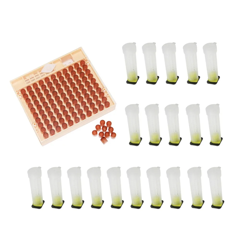 120pcs Bee Cell Cups Queen Rearing System Beekeeping Tool Cultivating Box Kit 