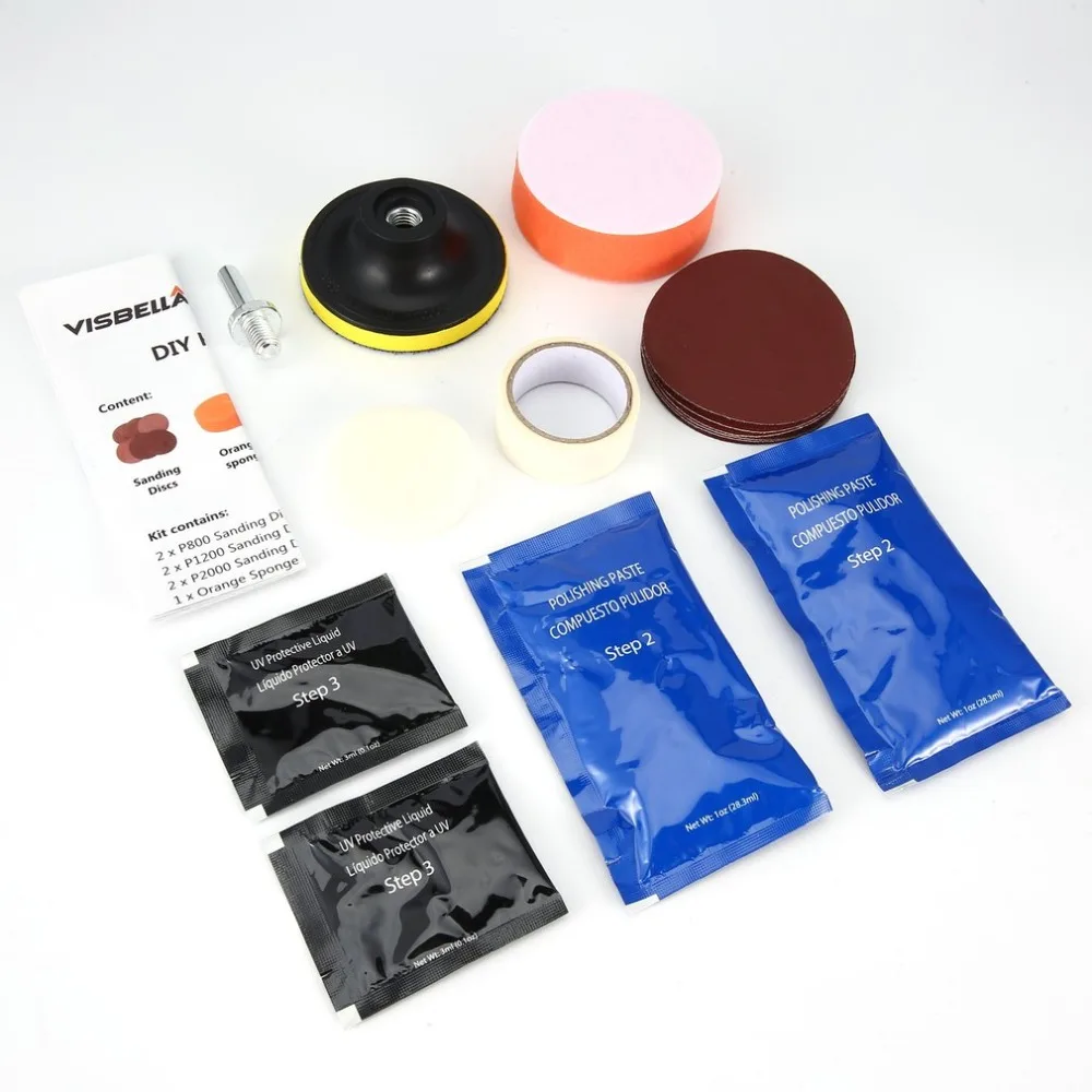

Visbella Headlight Brightener Kit DIY headlight restoration for car head lamp head light Polishing paste Lenses Deep Cleaning