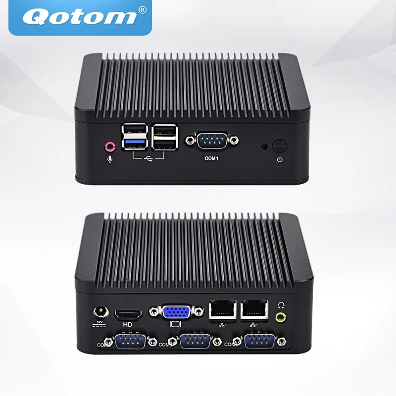 QOTOM мини настольный компьютер Q190P с Bay trail j1900 процессор, 4 ядра Mini PC Dual NIC