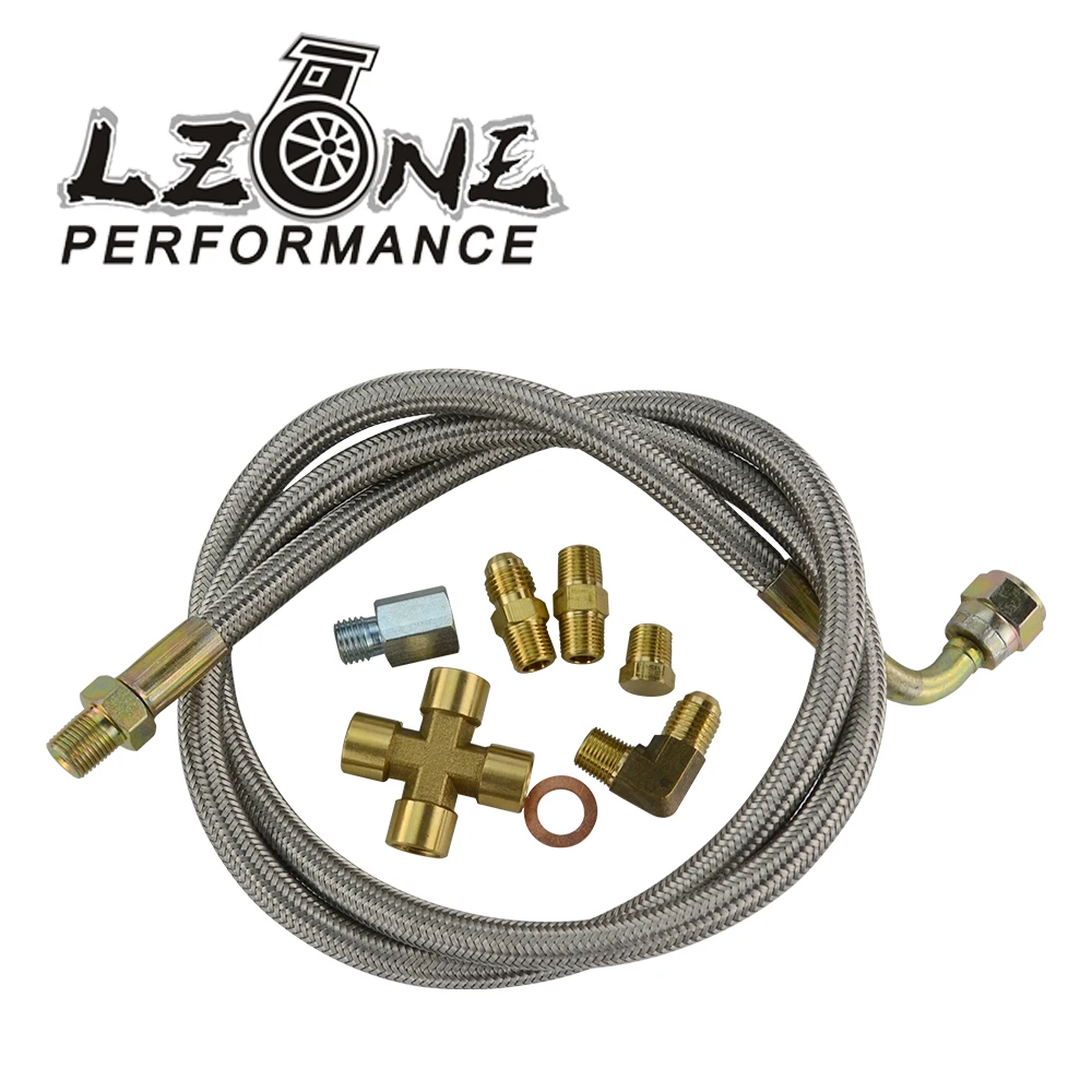 

LZONE - 1/8 NPT 4AN T3 T4 T3/T4 T04E T70 T66 T67 Gt35 Gt45 Turbo Oil Feed Line Oil Return Line Oil Drain Line Kit JR-TOL33