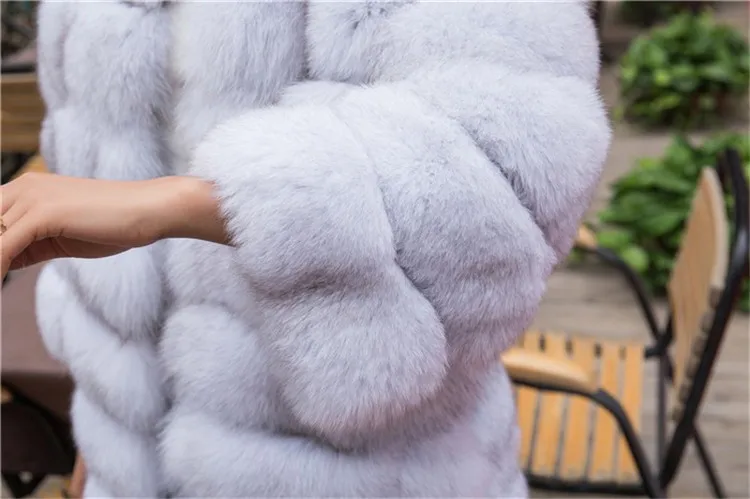 Очаровательная Дамская длинная массивная великолепная натуральная Шуба из лисьего меха английская стильная уличная зимняя высококачественная куртка для женщин