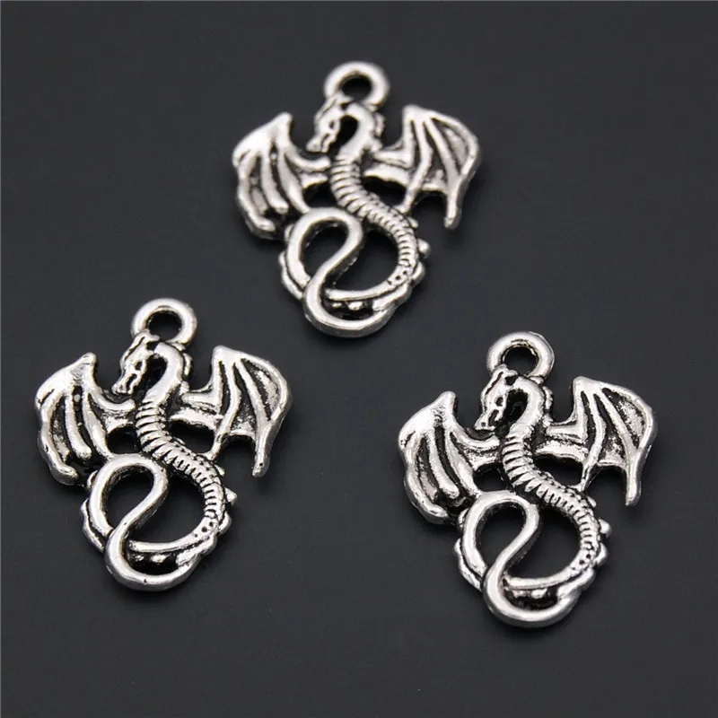 

40pcs Antique Silver Dragon Charms Pendant Cute Jewelry DIY Handmade A2347