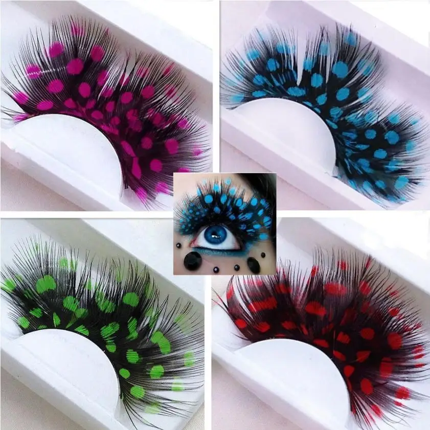 Women Fancy Soft Long Feather False Eyelashes 1 pair Eye Lashes Makeup Party Club stage 2JY25 | Красота и здоровье