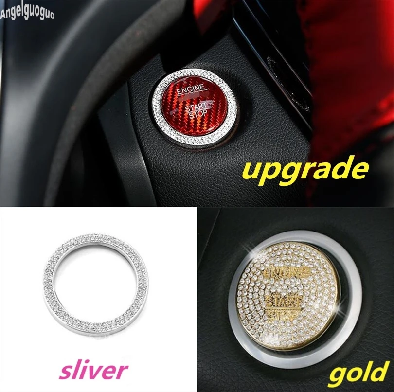 For Mercedes Benz GLC C class W205 W253 GLC260 etc Car engine start stop button Ignition switch cover ring sticker car-styling