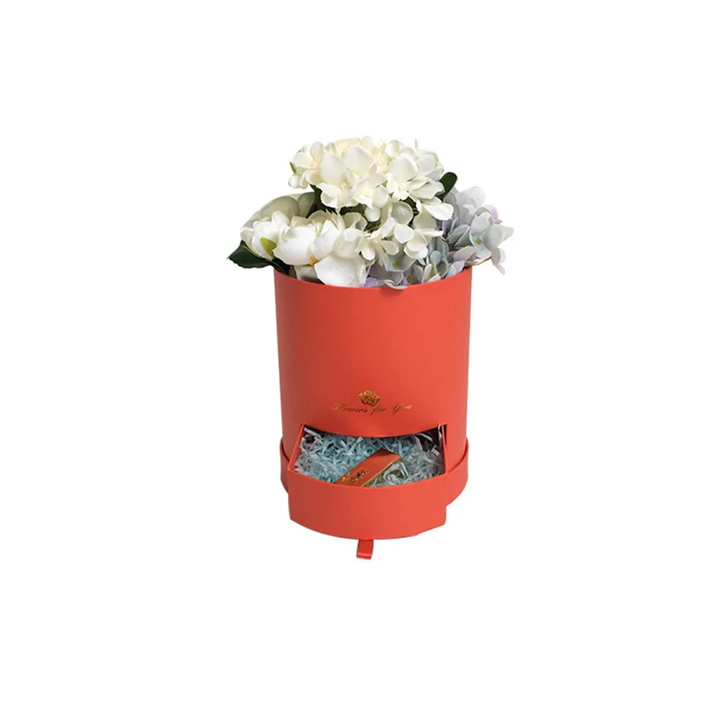 Маленький размер круглая форма флорист упаковка цветок подарочная коробка включает ящик Свадьба/День рождения упаковка коробка подарок на день Святого Валентина - Цвет: Красный