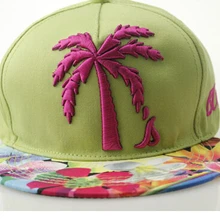 10 шт./лот кокосовое Ёлки Крышка для уличных танцев хип-хоп плоским Вышивка Бейсбол шляпа мс. мужские летние Защита от солнца Hat