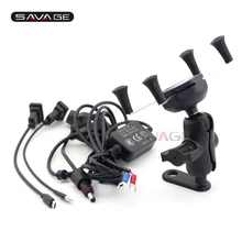 GPS Navigation Mount Bracket Mobile Phone Holder with USB Charger For YAMAHA XT 660R/660X/660Z/1200Z V-MAX1700 XT660 XT1200Z