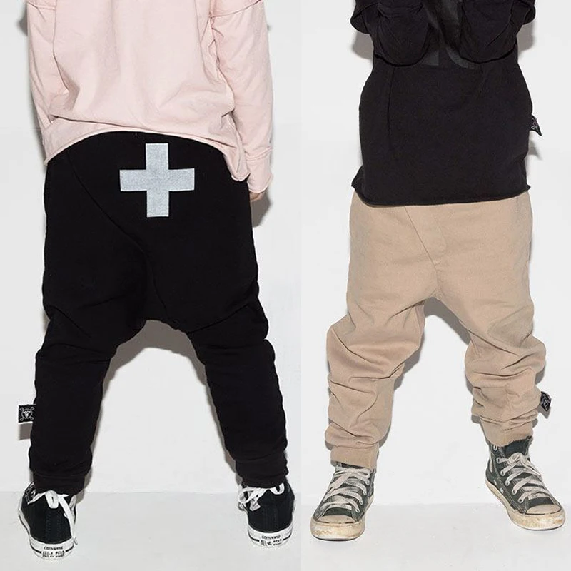 

Nununu Harem Pants Black Gray Diagonal Baggy Pants Trousers For Kids Baby Boys Girls Side Fold Sport Pants Children Cool Clothes