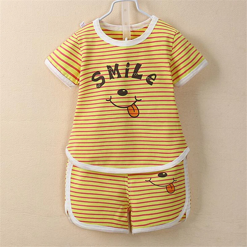 Модный комплект одежды для новорожденных футболка + шорты 2 шт. летняя одежда