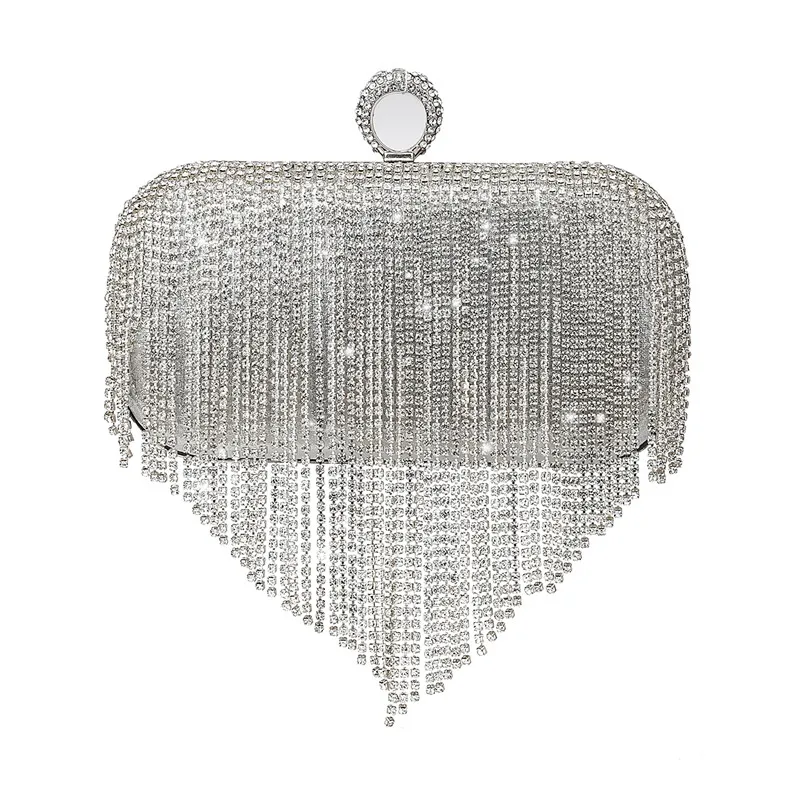 

Tassel Rhinestone Ring Clutch Wallets For Women Bags With Chain Crossbody Bag Female Clutch For Weeding Evening Party Purse Sac