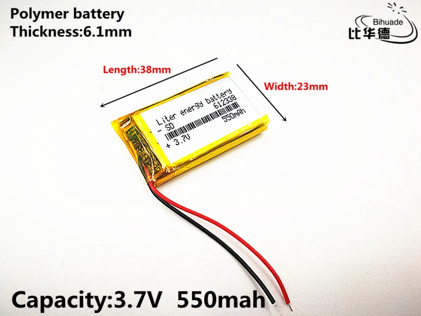 

2019 The new quality 1pcs/lot 3.7V,550mAH,612338 Polymer lithium ion / Li-ion battery for automobile data recorder,GPS,mp3,mp4