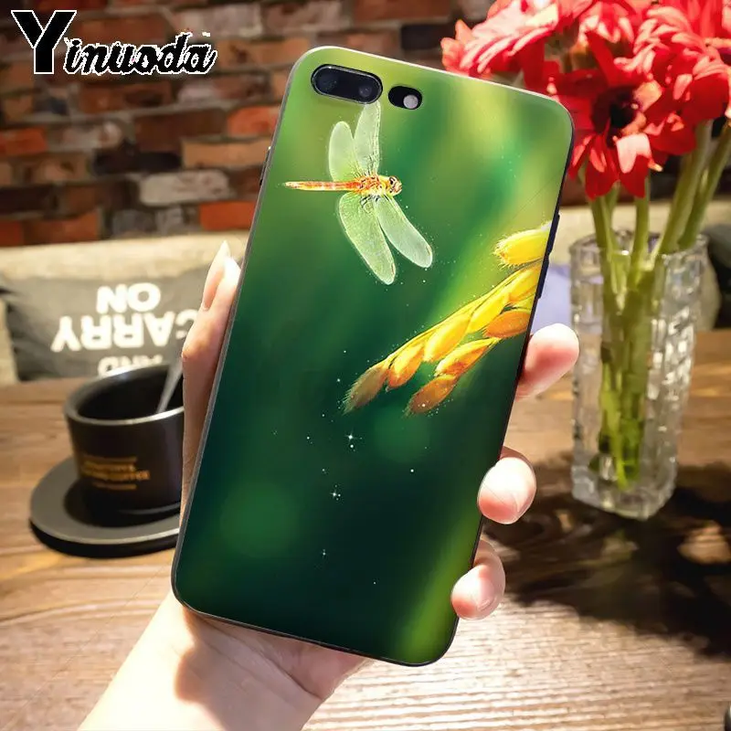 Красивый чехол Yinuoda со стрекозой популярный для Apple iPhone 8 7 6 6S Plus X 5S 11pro SE 12pro max