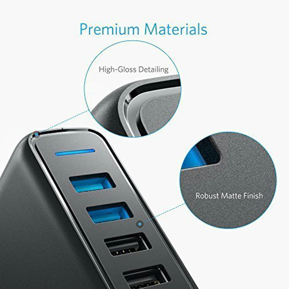 Anker carga rápida 3,0 63W 5-Puerto US/UK/UE USB pared cargador PowerIQ PowerPort velocidad 5 para iPhone iPad LG Nexus HTC y más - 5