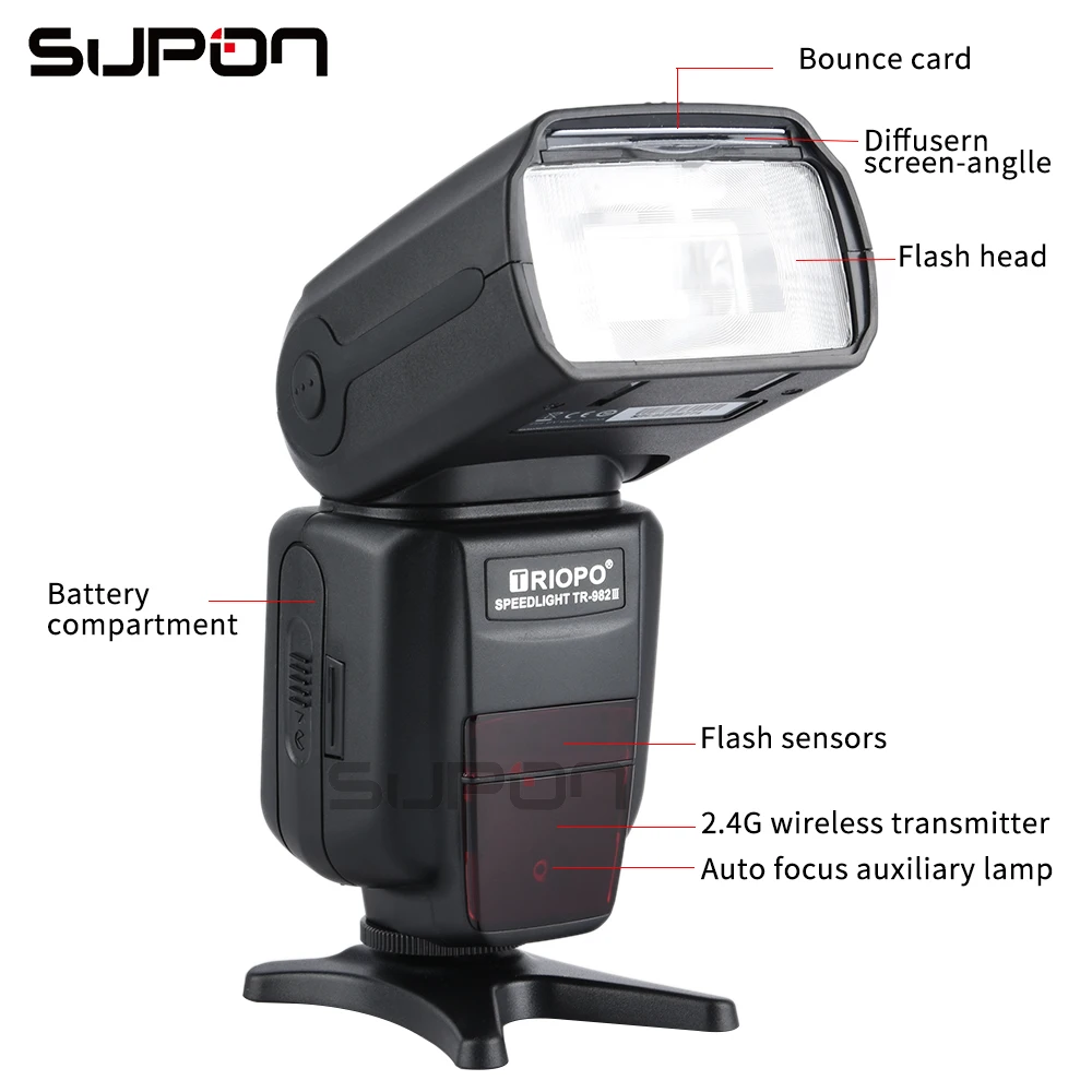 Triopo TR-982C III ttl Speedlite накамерная вспышка GN58 с lcd+ TX G4 2,4G для Canon EOS 5D Mark ii iii 6D 7D 60D 70D 60