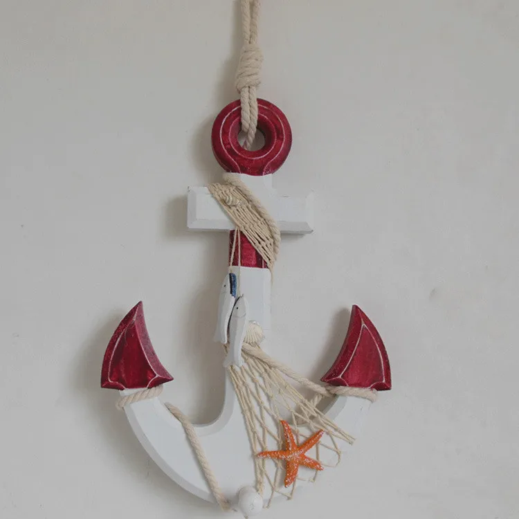 1 шт. 33 см Европейский морской мир домашнее Настенное подвесное украшение Средиземноморский стиль 3D Деревянный якорь подвесное украшение MP 008