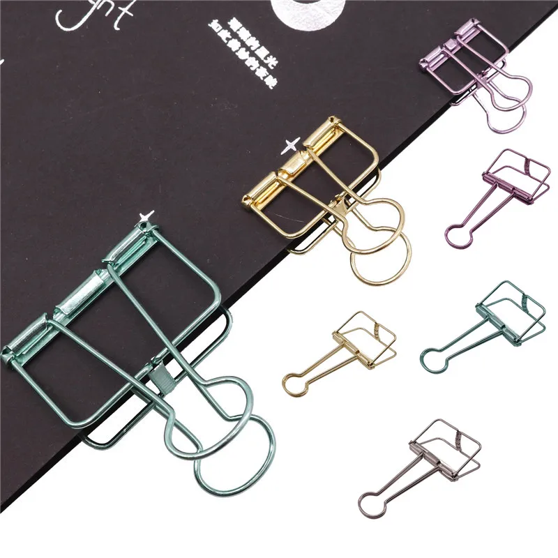 

8-16 pcs LONG TAIL CLIP Office Stationery Colorful Metal Hollowed-out Binder Clip Foldback Clip Office Binding Supply Lovely