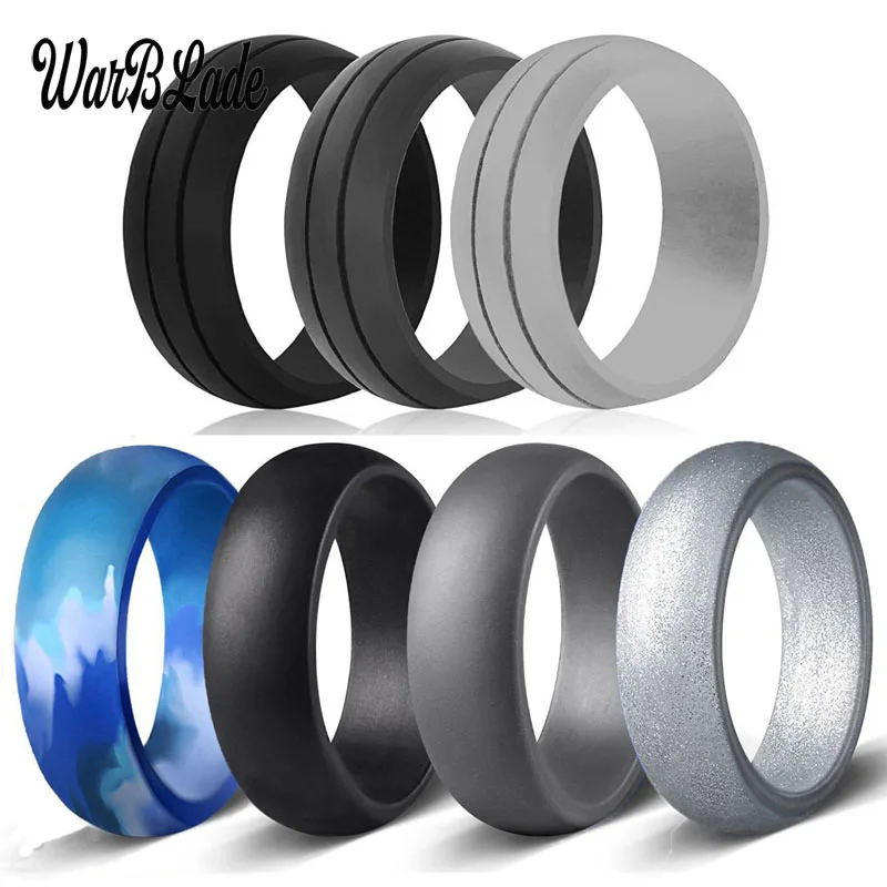 7pcs/set 6-12 Size Hypoallergenic Crossfit Flexible 8mm Silicone Finger Ring Rubber Rings For Men Women Wedding Rings Jewelry