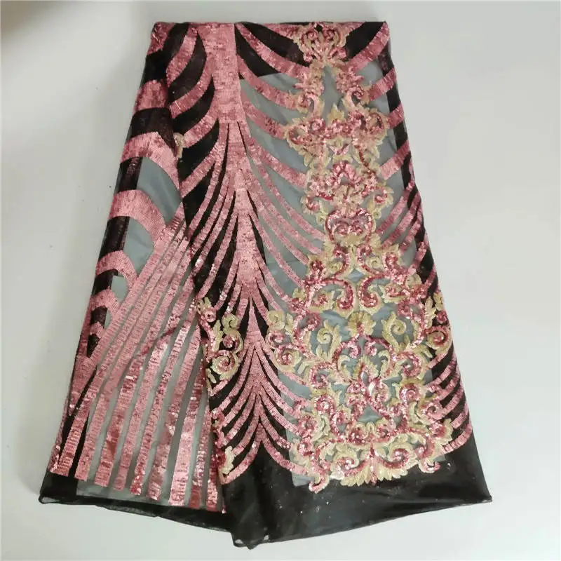 

WH!2019 Latest French Nigerian Laces Fabrics High Quality Sequins African Laces Fabric Wedding French Net Lace Free ! L52920