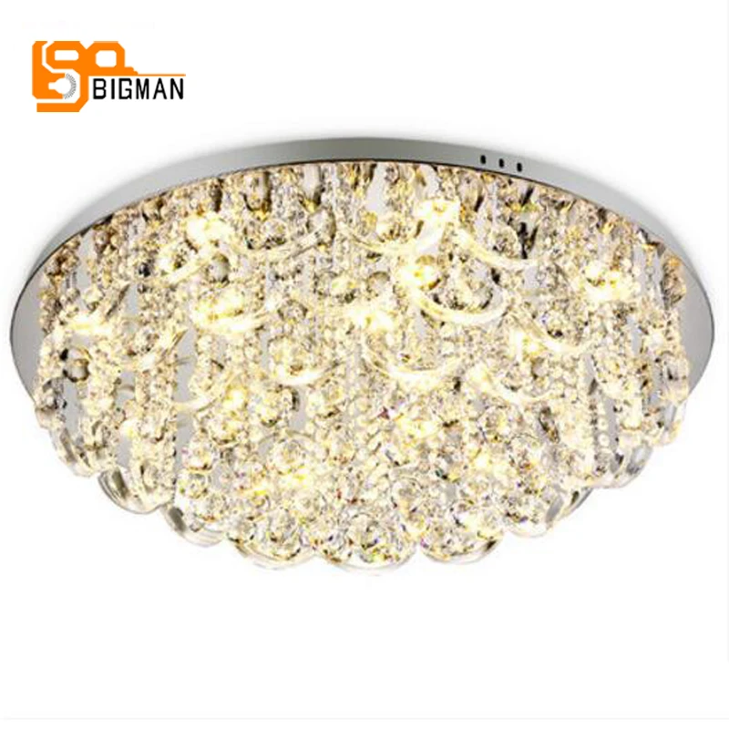 

New round crystal chandeliers modern clear crystal ceiling fixtures lustre LED plafonnier living room bedroom lights