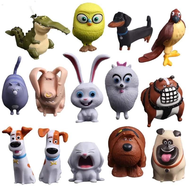 

14pcs/set Cartoon Animals Snowball Gidget Mel Max Duke Dogs Cats Rabbit PVC dolls Animals Pets Mini Action Figure Toys