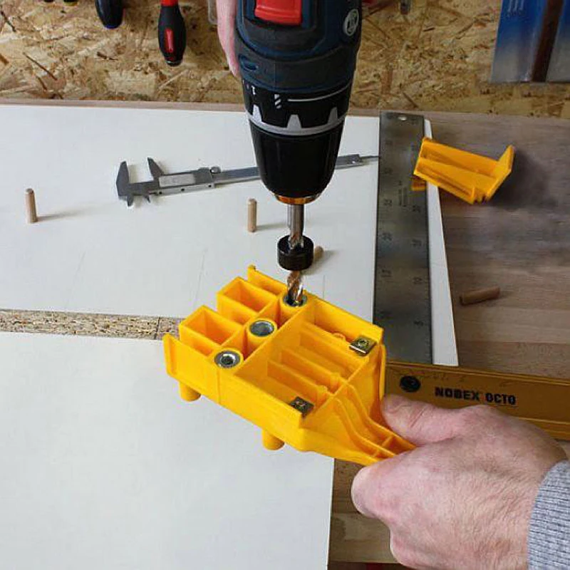 ALLSOME Woodworking Dowel Jig Set Wood Dowel Pins 6 8 10mm Drill Bits Drill Guide Kit for Joinery D