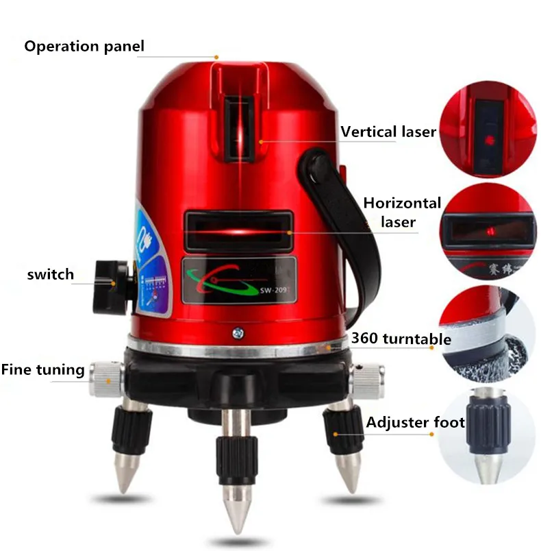 Xltown 5Lines 6points lithium battery Laser Level Self-Leveling 360 rotary Cross Line Lazer Level slash function tripod level Xltown 5Lines 6points lithium battery Laser Level Self-Leveling 360 rotary Cross Line Lazer Level slash function tripod level