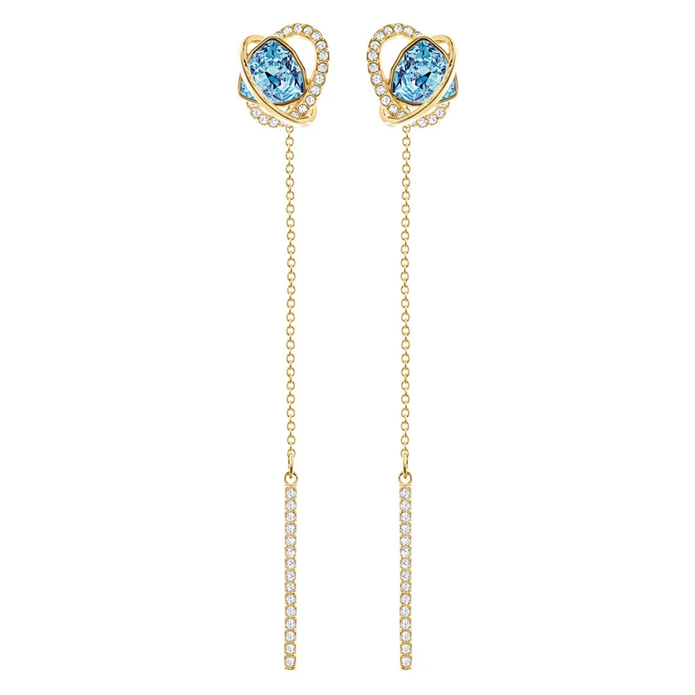 

Fanier Swa 2019 Original New Excellent Blue Lightning Crystal Sea Pierced Torus Earrings Sent Wife Luxury Jewels Romantic Presents