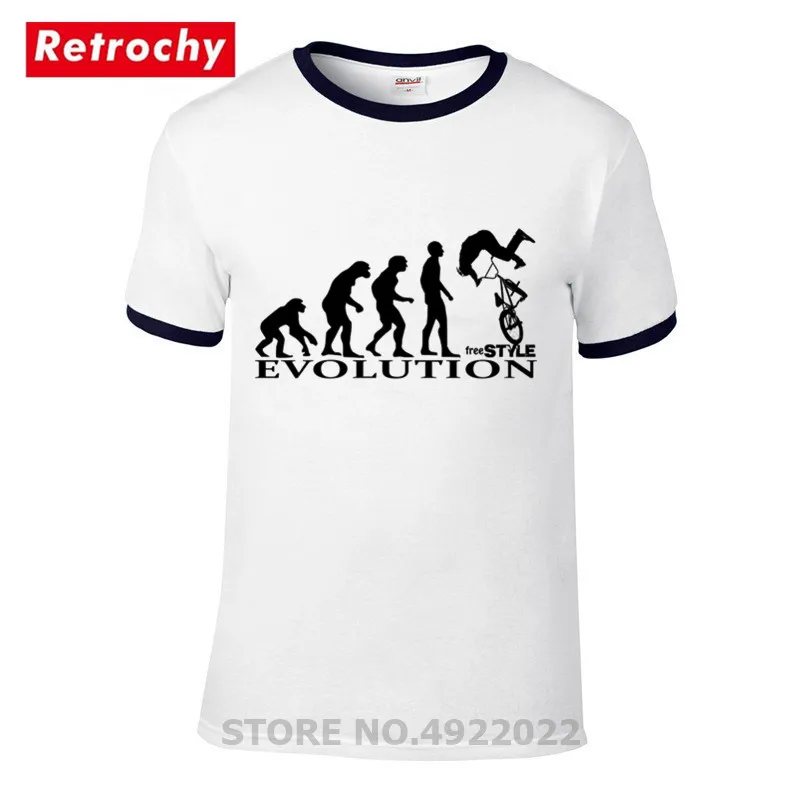 

Fashion BMX Freestyle Evolution T Shirt Men MTB Bicycle Cycling Hip Hop Tshirt Nature Mountain Rider Hipster T-shirts Group Team