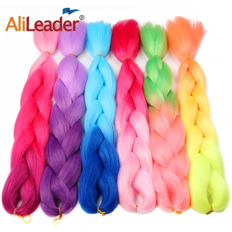 

Alileader Hair Ombre Jumbo Braids Hair Extensions 24" 100G High Temperature Fiber Synthetic Grey Braiding Crochet Hairstyle